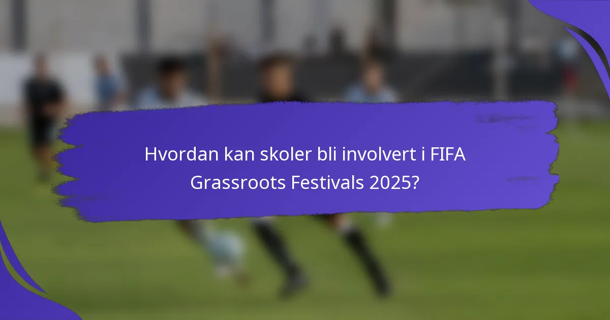 Hvordan kan skoler bli involvert i FIFA Grassroots Festivals 2025?