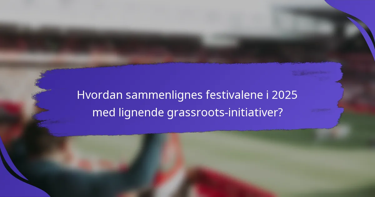 Hvordan sammenlignes festivalene i 2025 med lignende grassroots-initiativer?